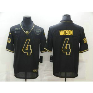 Nike Texans 4 Deshaun Watson 2020 Black Gold Salute To Service Limited Men Jersey
