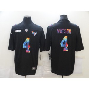 Nike Texans 4 Deshaun Watson Rainbow Black Limited Men Jersey