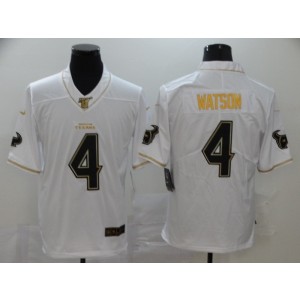 Nike Texans 4 Deshaun Watson White Gold Untouchable Limited Men Jersey