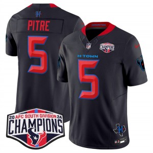 Nike Texans 5 Jalen Pitre Navy Red 2024 AFC South Division Champions F.U.S.E. Vapor Limited Men Jersey