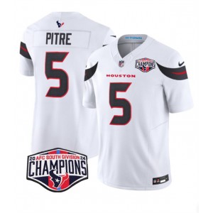Nike Texans 5 Jalen Pitre White 2024 AFC South Division Champions F.U.S.E. Vapor Limited Men Jersey