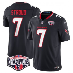 Nike Texans 7 C.J. Stroud Navy 2024 AFC South Division Champions F.U.S.E. Vapor Limited Men Jersey