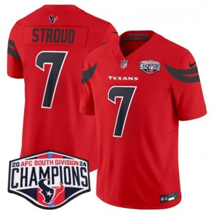 Nike Texans 7 C.J. Stroud Red 2024 AFC South Division Champions F.U.S.E. Vapor Limited Men Jersey