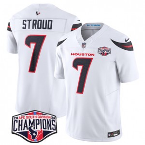 Nike Texans 7 C.J. Stroud White 2024 AFC South Division Champions F.U.S.E. Vapor Limited Men Jersey