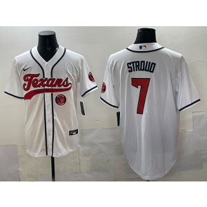 Nike Texans 7 Stroud White Baseball Vapor Limited Men Jersey