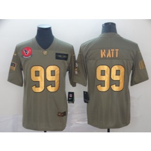 Nike Texans 99 J.J. Watt 2019 Gold Salute To Service Limited Men Jersey