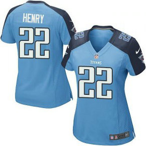 Nike Titans 22 Derrick Henry Light Blue Team Color Women's NFL Jersey