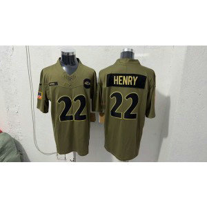 Nike Titans 22 Derrick Henry Olive 2025 Salute to Service F.U.S.E. Vapor Limited Men Jersey