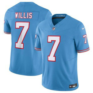 Nike Titans 7 Malik Willis Light Blue 2023 F.U.S.E. Vapor Limited Throwback Men Jersey