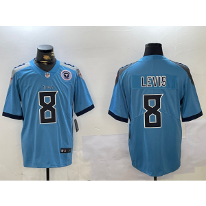 Nike Titans 8 Levis Blue Team Logo Vapor Limited Men Jersey