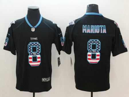 Nike Titans 8 Marcus Mariota Black USA Flag Fashion Limited Jersey