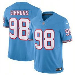 Nike Titans 98 Jeffery Simmons Light Blue 2023 F.U.S.E. Vapor Limited Throwback Men Jersey