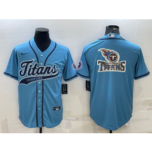 Nike Titans Blank Blue Vapor Baseball Logo Limited Men Jersey