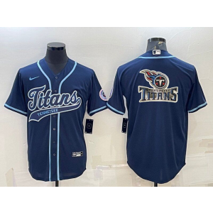 Nike Titans Blank Blue Vapor Baseball Logo Limited Men Jerseys