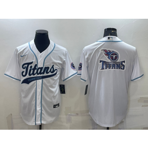 Nike Titans Blank White Vapor Baseball Logo Limited Men Jersey