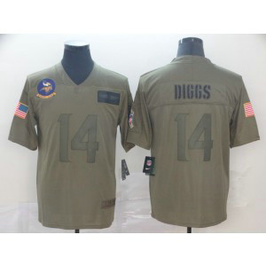 Nike Vikings 14 Stefon Diggs 2019 Olive Salute To Service Limited Men Jersey