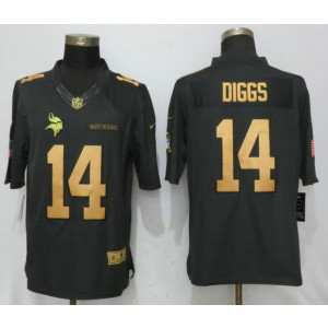 Nike Vikings 14 Stefon Diggs Anthracite Gold Salute To Service Limited Men Jersey