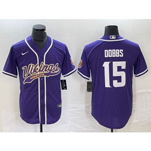 Nike Vikings 15 Dobbs Purple Baseball Vapor Limited Men Jersey