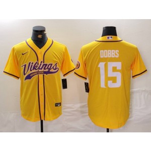 Nike Vikings 15 Dobbs Yellow Vapor Baseball Limited Men Jersey