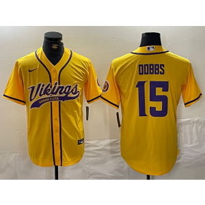 Nike Vikings 15 Dobbs Yellow Vapor Baseball Limited Men Jersey