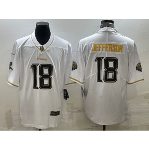 Nike Vikings 18 Jefferson White Gold Vapor Limited Men Jersey
