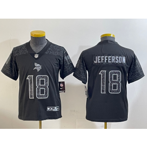 Nike Vikings 18 Justin Jefferson Black Reflective Vapor Limited Youth Jersey
