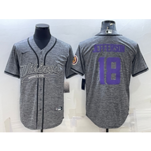 Nike Vikings 18 Justin Jefferson Grey With Patch Vapor Baseball Limited Men Jersey