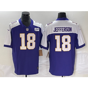 Nike Vikings 18 Justin Jefferson Purple Gold 2023 F.U.S.E Vapor Limited Men Jersey