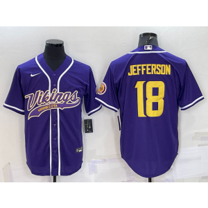 Nike Vikings 18 Justin Jefferson Purple Vapor Baseball Limited Men Jersey