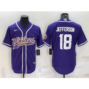 Nike Vikings 18 Justin Jefferson Purple White Vapor Baseball Limited Men Jersey