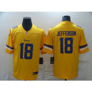 Nike Vikings 18 Justin Jefferson Yellow Inverted Legend Limited Men Jersey