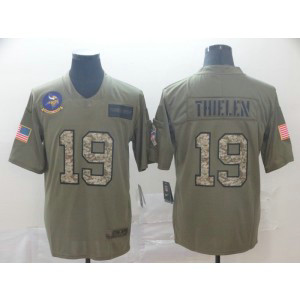 Nike Vikings 19 Adam Thielen 2019 Olive Camo Salute To Service Limited Men Jersey