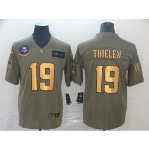 Nike Vikings 19 Adam Thielen 2019 Olive Gold Salute To Service Limited Men Jersey