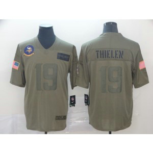 Nike Vikings 19 Adam Thielen 2019 Olive Salute To Service Limited Men Jersey