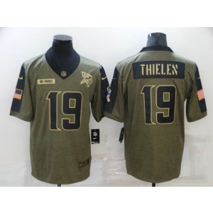 Nike Vikings 19 Adam Thielen 2021 Olive Salute To Service Limited Men Jersey