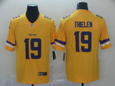 Nike Vikings 19 Adam Thielen Gold Inverted Legend Limited Jersey