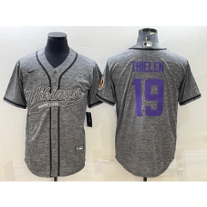 Nike Vikings 19 Adam Thielen Grey With Patch Vapor Baseball Limited Men Jersey