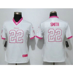 Nike Vikings 22 Harrison Smith White Pink Women Game Jersey