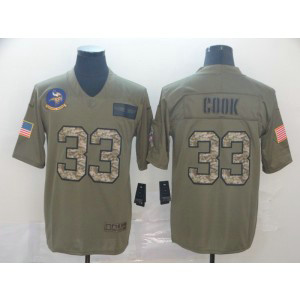 Nike Vikings 33 Dalvin Cook 2019 Olive Camo Salute To Service Limited Men Jersey
