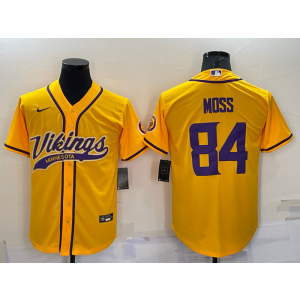 Nike Vikings 84 Randy Moss Yellow Vapor Baseball Limited Men Jersey
