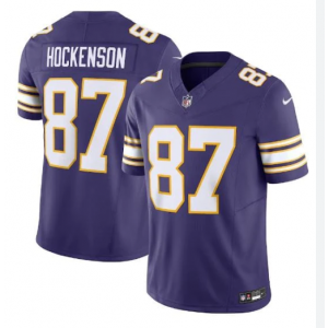 Nike Vikings 87 TJ Hockenson Purple 2023 F.U.S.E. Vapor Limited Throwback Men Jersey