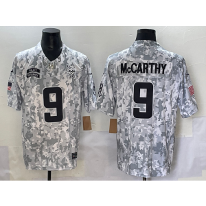 Nike Vikings 9 J.J. McCarthy Arctic Camo 2024 F.U.S.E. Salute to Service Limited Men Jersey (Runs Small)