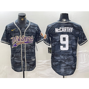 Nike Vikings 9 J.J. McCarthy Black Camo Vapor Baseball Limited Men Jersey