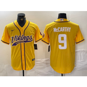 Nike Vikings 9 J.J. McCarthy Yellow Vapor Baseball Limited Men Jersey