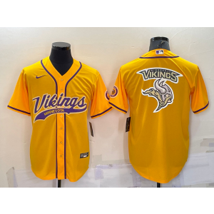 Nike Vikings Blank Yellow Vapor Baseball Logo Limited Men Jersey