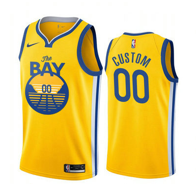 Nike Warriors Custom 2019-20 Men's Yellow The Bay City Edition NBA Jersey