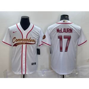 Nike Washington Commanders 17 Terry McLaurin White With Patch Vapor Baseball Limited Men Jersey