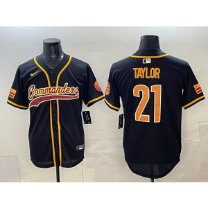 Nike Washington Commanders 21 Sean Taylor Black Gold Baseball Vapor Limited Men Jersey