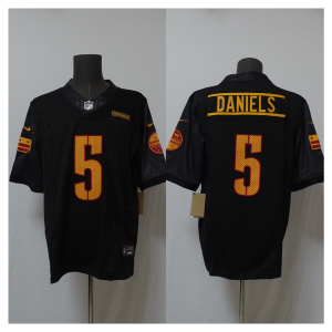 Nike Washington Commanders 5 Jayden Daniels Black F.U.S.E. Vapor Limited Men Jersey