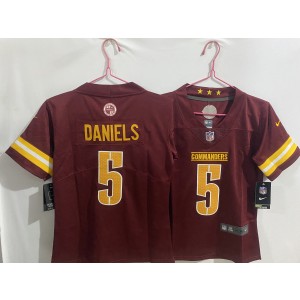 Nike Washington Commanders 5 Jayden Daniels Red Vapor Limited Youth Jersey